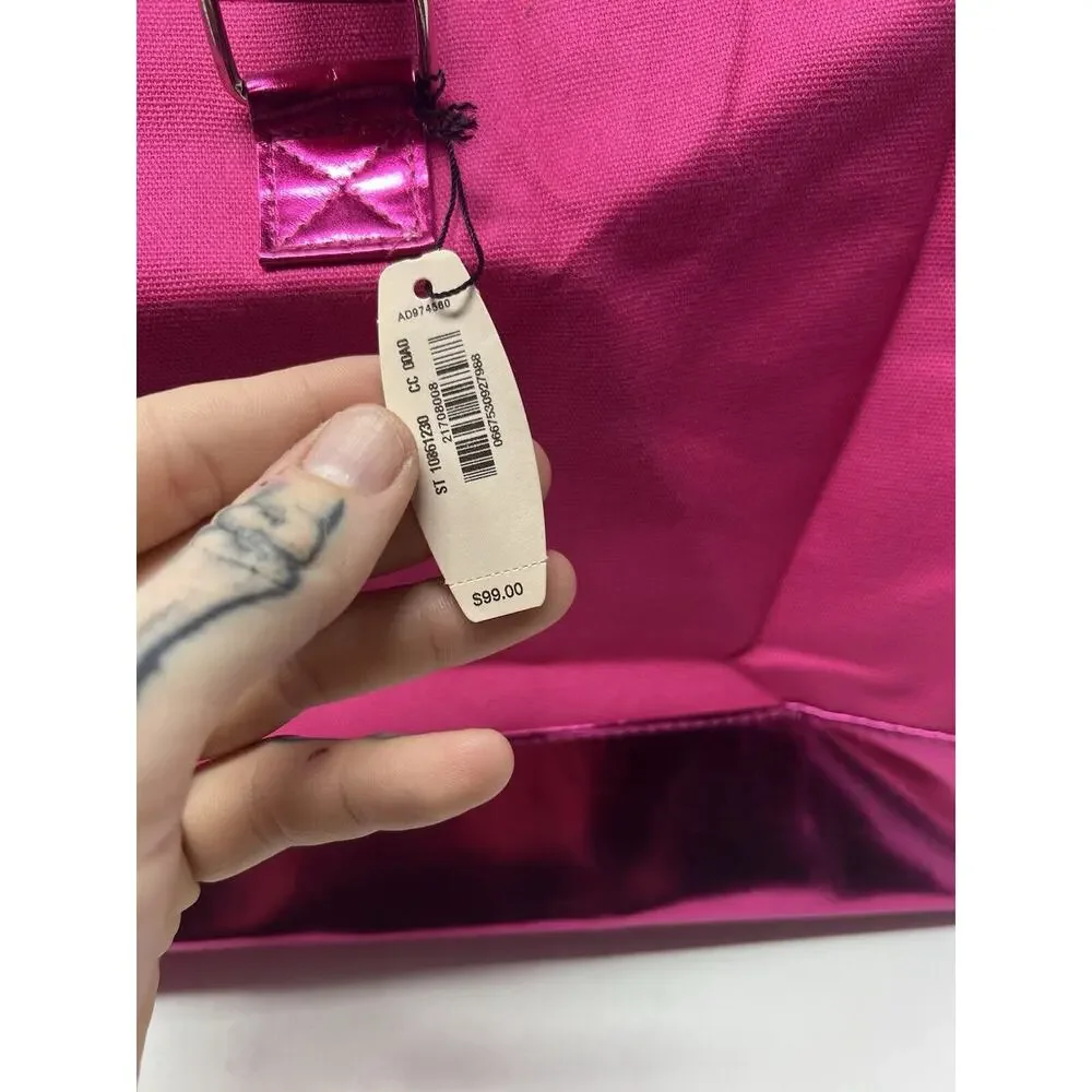 Victoria's Secret Travel Tote Bag Hot Pink Foil NWT $99‎ MSRP - Picture 5 of 6